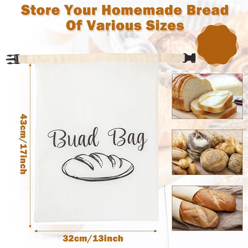 Sac à pain en cire d'abeille avec boucle à pression, pochette de conservation de la pâte, sacs de rangement réutilisables pour la boulangerie, pour la cuisine, le congélateur, la salle à manger