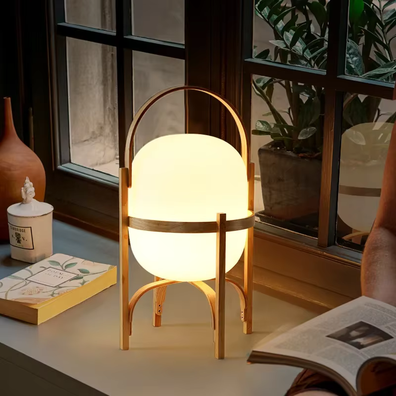 Lampe sur pied en bois E27, éclairage de table moderne et simple pour salon, bureau, chambre à coucher, lampe de table en bois portable, décoration de chambre
