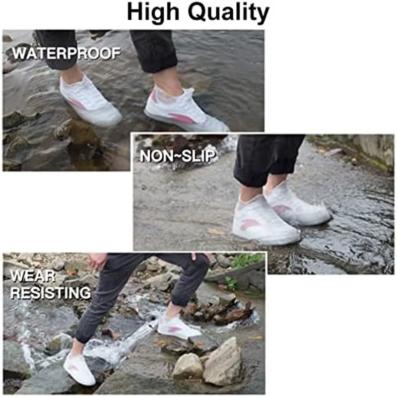Couvre-chaussures en silicone 6/4/2 pièces - Résistants à l'usure, imperméables, antidérapants, pliables, réutilisables pour la pluie/la neige en extérieur, les voyages et la maison