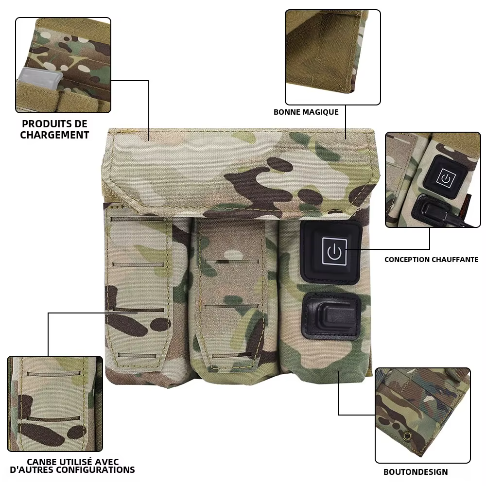 SINAIRSOFT 9mm tactique Triple pochette pour magazines fonction plus chaude étui pistolet USB puissance température régl