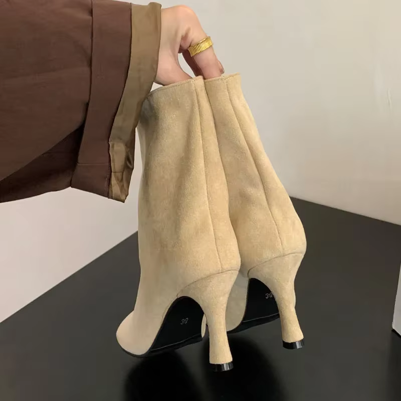 Femmes bottines haute qualité bout rond concis talons fins chaussures automne hiver Chelsea court Botas Mujer