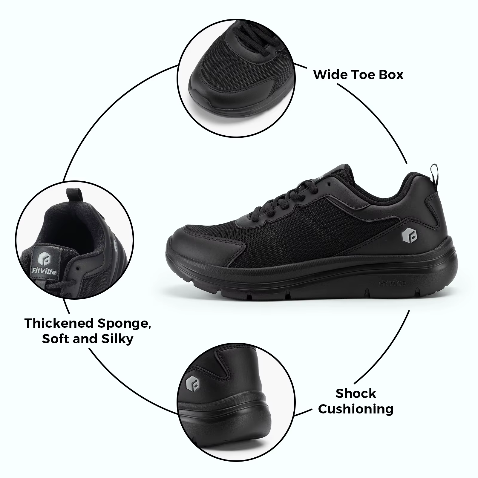 Chaussures de marche élargies 2E pour hommes