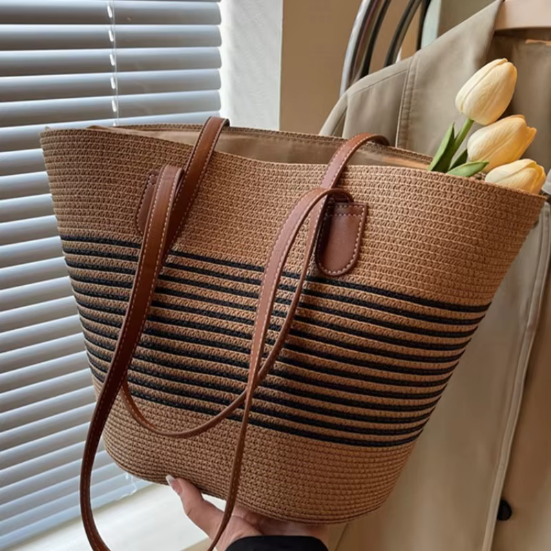 Inswind – sac en paille pour femmes, sac à bandoulière de grande capacité, pour plage, bord de mer, voyage en plein air, vacances, nouvelle collection été 2024