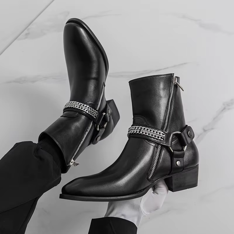 Bottes Chelsea classiques rétro pour hommes, bottes à la cheville en cuir véritable, style britannique, bottes courtes, chaussures décontractées pour affaires