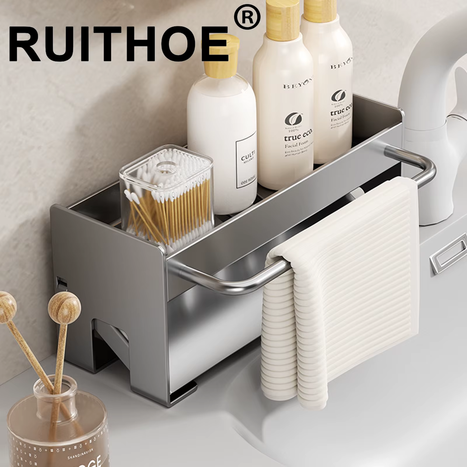 Support pour éponge de cuisine en acier inoxydable, égouttoir d'évier, porte-savon, porte-serviettes, organisateur d'étagère, accessoires de rangement pour salle de bain