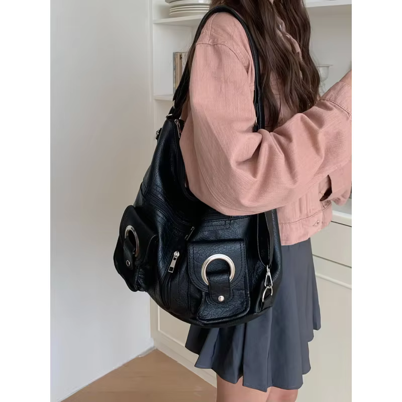 Sac à dos carré multifonctionnel en cuir pour femme, style vintage, imperméable et résistant à l'usure