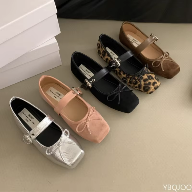 Nouvelles Chaussures Plates de Luxe pour Femmes à Bout Carré