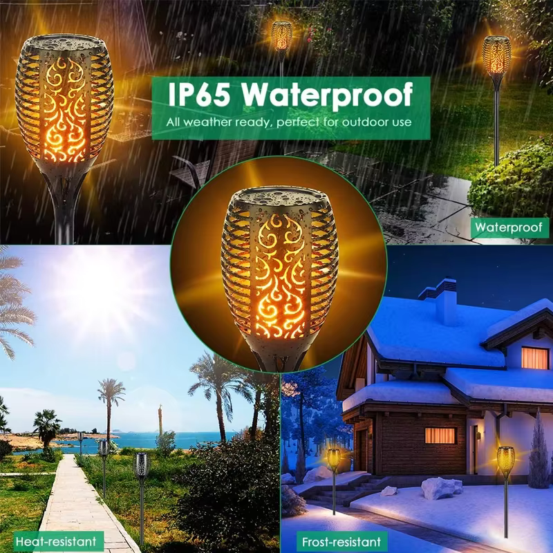 12/33/96LED s flamme solaire torche lumière scintillante étanche décoration de jardin extérieur pelouse chemin cour Patio lampadaire