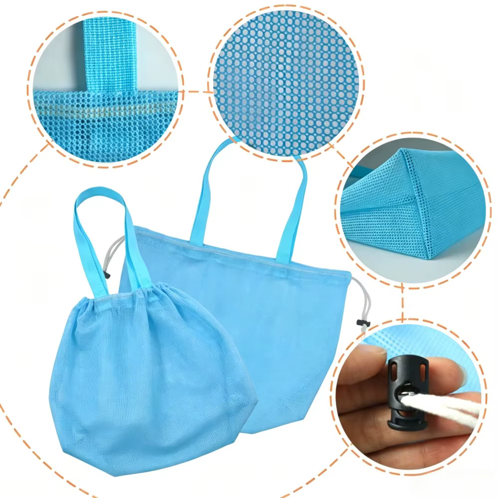 Sac de rangement en maille avec cordon de serrage
