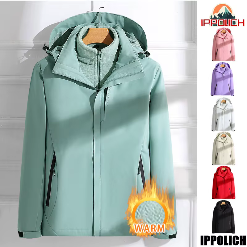 Femme randonnée veste hiver extérieur 3 en 1 imperméable coupe-vent manteaux chaud épaissi solide Camping escalade polaire veste à capuche