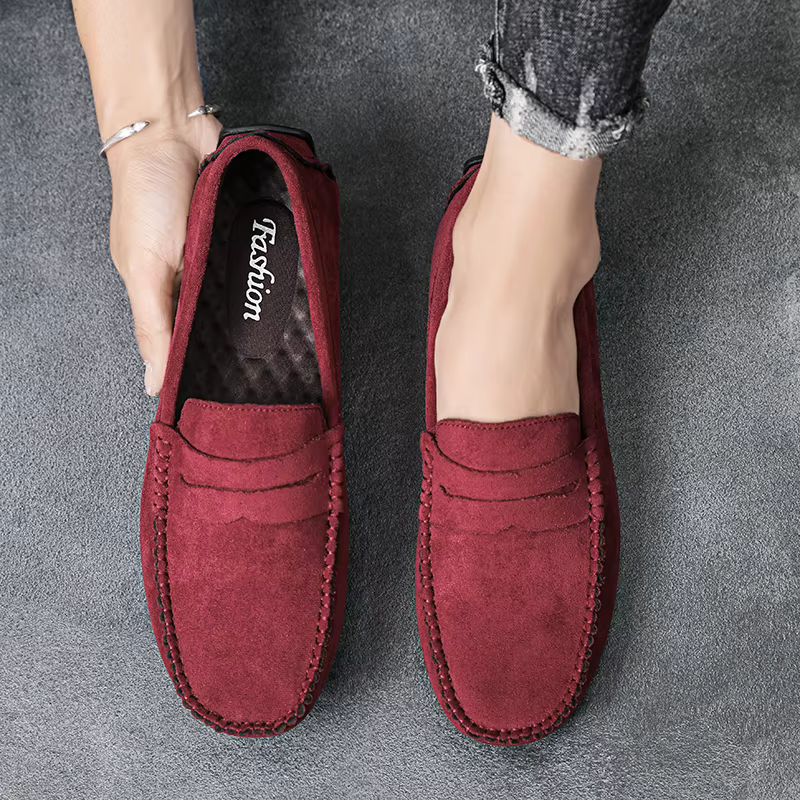 Mode daim hommes chaussures décontractées respirant confort sans lacet hommes chaussures de conduite marque de luxe hommes mocassins hommes paresseux chaussures mocassins
