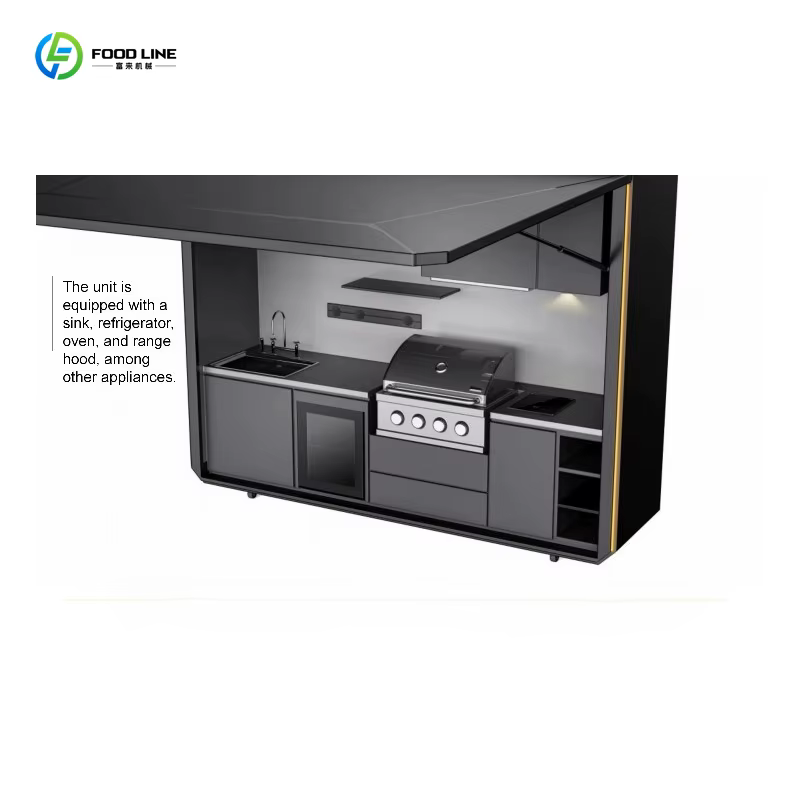 Cuisine de camping extérieure modulaire moderne personnalisée de qualité supérieure, installation facile avec évier et réfrigérateur pour le jardin
