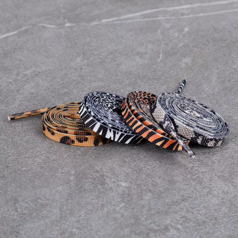 Classique Animal Patten Imprimer Lacet Créatif Unisexe Baskets Toile Chaussure Lacet Plat Léopard Zèbre Tigre Serpent Lacets Cordes