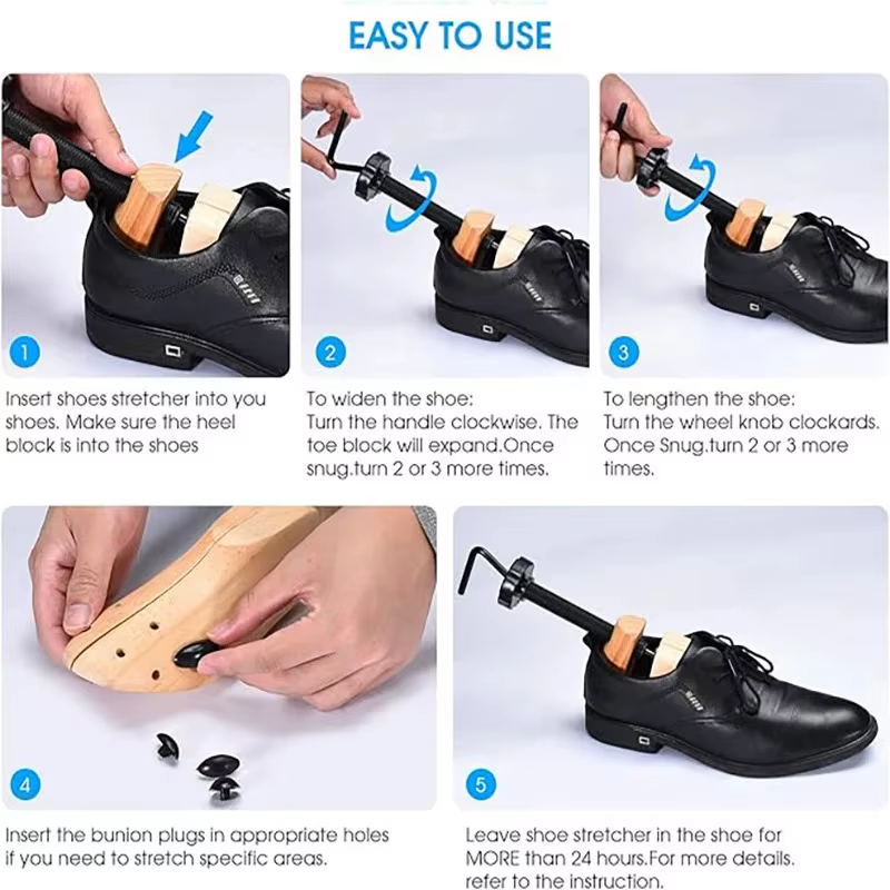 1/2 pièces civière de chaussure femmes et hommes pieds larges, civière de chaussure en bois réglable grande taille extenseur de chaussure élargi longueur d'étirement largeur