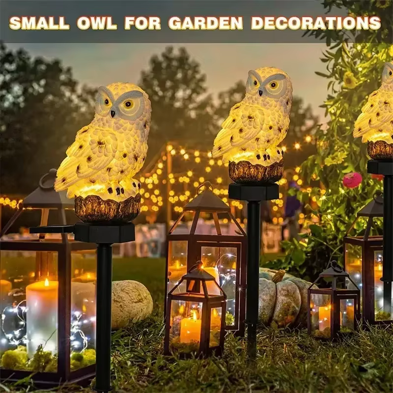 Lampe solaire en forme de hibou, lumières solaires de jardin, alimentées à l'énergie solaire, lumière LED solaire, lampe de décoration de jardin extérieure, lumières solaires étanches