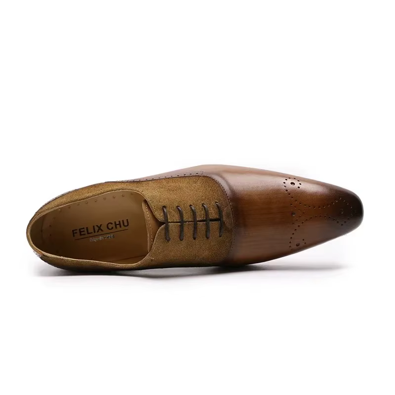 FELIX CHU chaussures Oxford en cuir véritable pour hommes chaussures habillées en daim à bout pointu costume de mariage décontracté d'affaires chaussure formelle