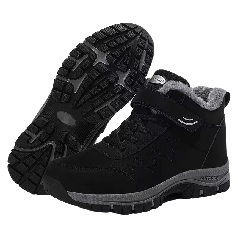 Bottes de neige épaisses doublées polaire pour hommes, chaussures d'hiver antidérapantes à semelle souple pour la montagne, chaussures en coton style papa, rétro artistique