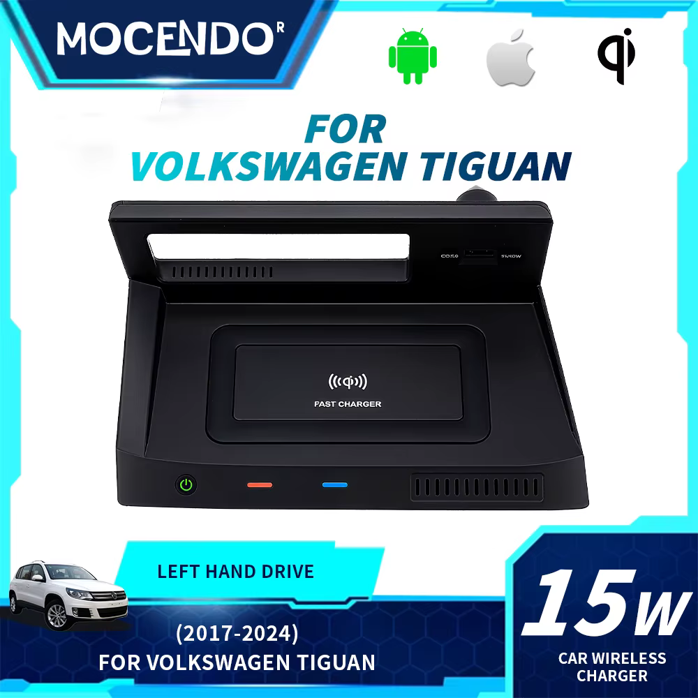 Chargeur rapide 15W pour Volkswagen Tiguan, chargeur sans fil pour voiture, accessoires de voiture, outils, adaptateur de chargeur sans fil pour voiture
