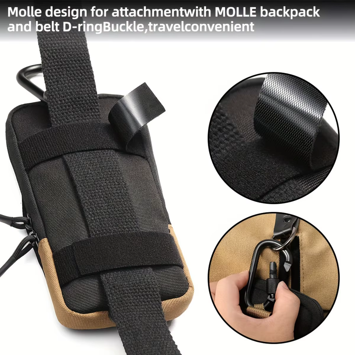 Sac de taille de sport multifonctionnel noir pour alpinisme et randonnée en plein air