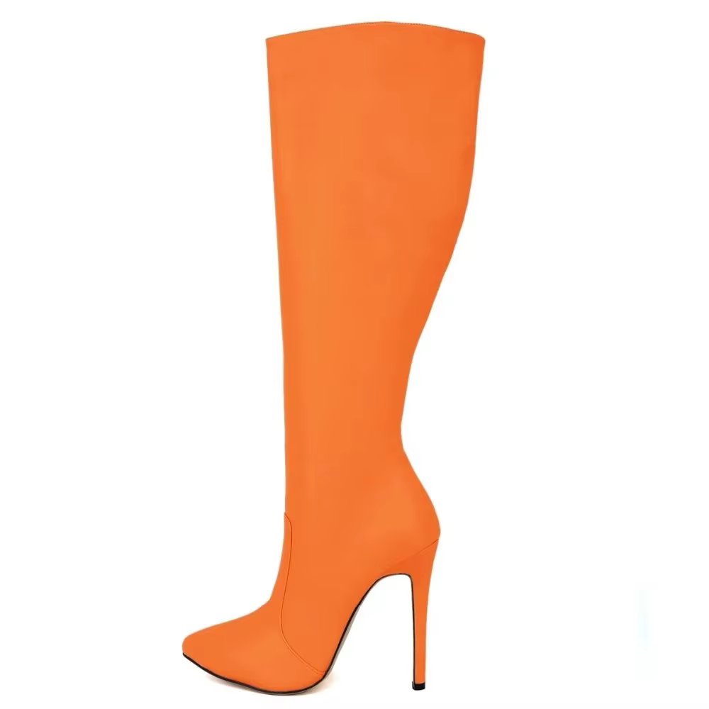 Nouvelles bottes pour femmes 2026, bottes d'hiver sexy longues au-dessus du genou, en cuir, bout pointu, boucle, fermeture éclair latérale, talons hauts, chaussures grande taille 35-42