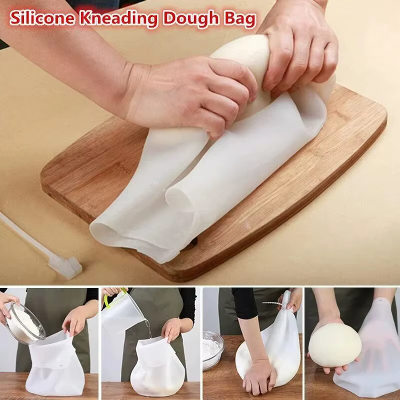 Sac de pétrissage de pâte en Silicone de qualité alimentaire, sac de pâte à pétrir en Silicone, sac de mélangeur de farine, mélangeur de pâte polyvalent pour pain, pâtisserie, Pizza