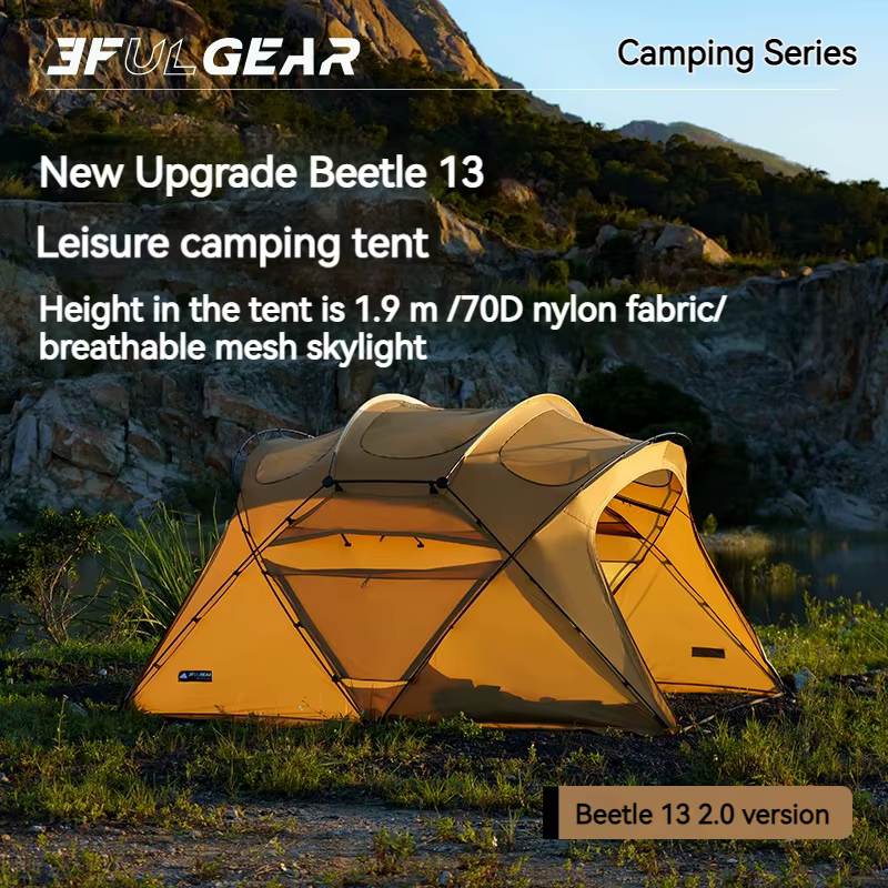 Tente tunnel 3F UL GEAR Beetle13 2.0 en nylon 70D pour 2 à 4 personnes