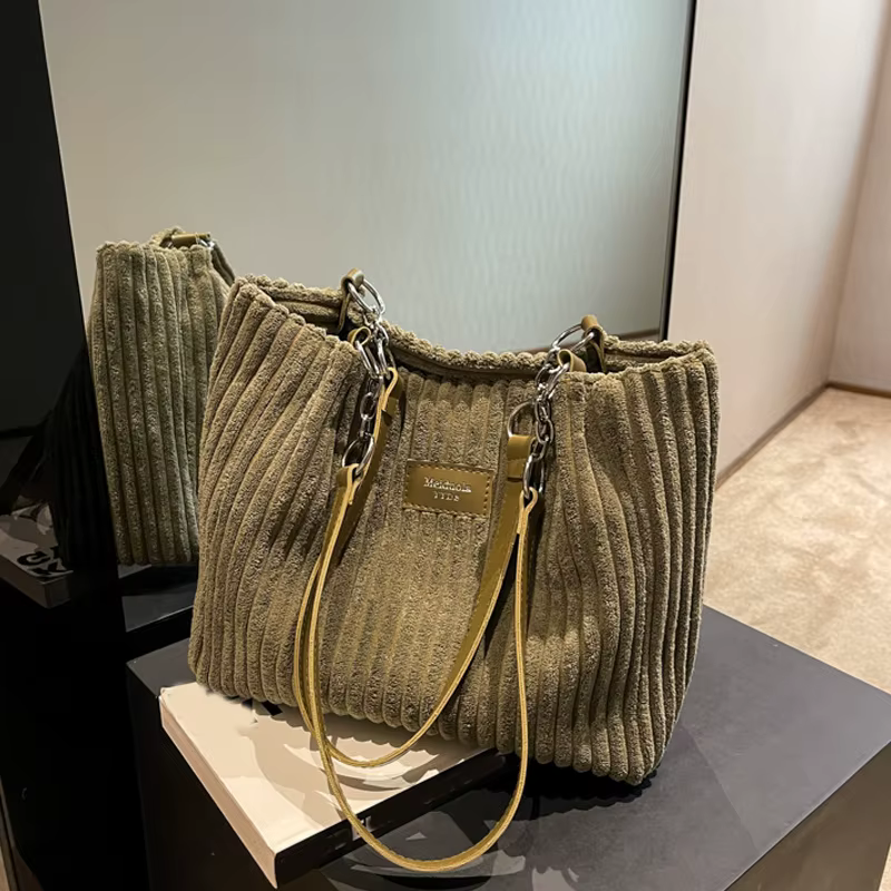 Sac à bandoulière en velours côtelé pour femmes