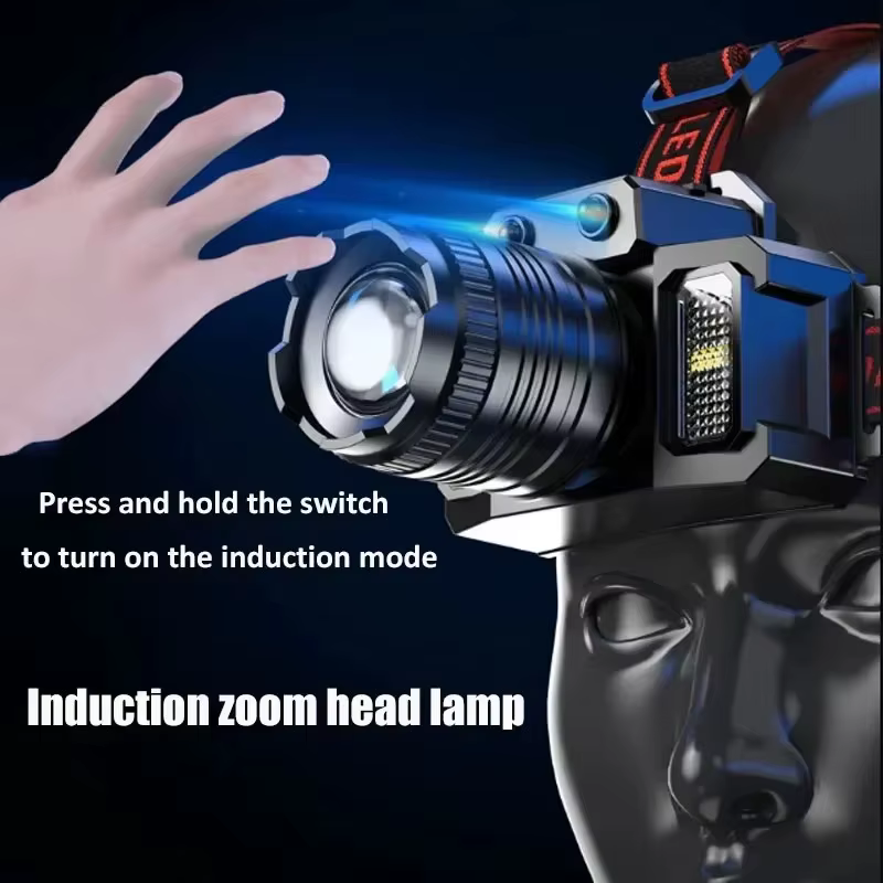 Lampe frontale LED rechargeable puissante avec zoom télescopique