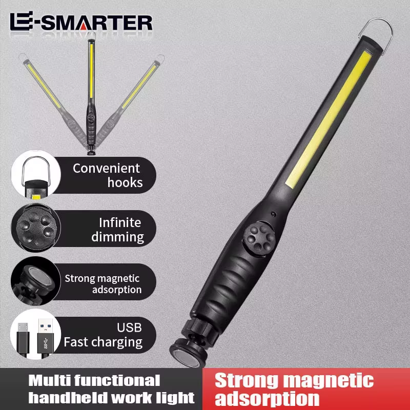 Lampes de travail COB portables avec lampe torche LED rechargeable magnétique, gradation progressive portable, lampes de réparation automobile d'urgence