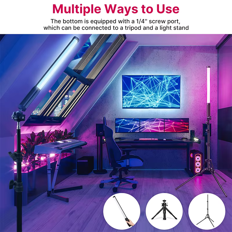Ulanzi VL119 bâton lumineux coloré RGB portable 19.68 pouces baguette lumineuse LED portable CRI 95 + 2500K-9000K lampe de Studio de photographie