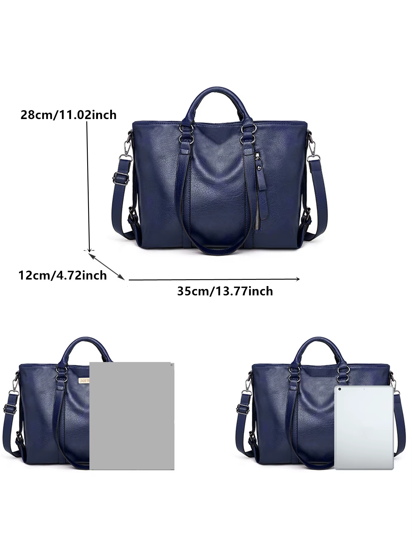 Sac à main de travail en cuir PU rétro de 14 pouces et design multi-poches, adapté au sac d'ordinateur de bureau pour un usage quotidien pendant