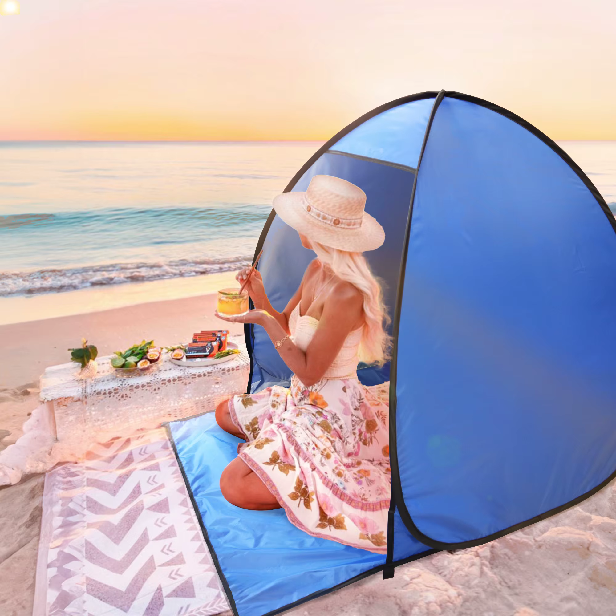 Abri solaire de tente de plage pop-up pour le camping d'été-auvent