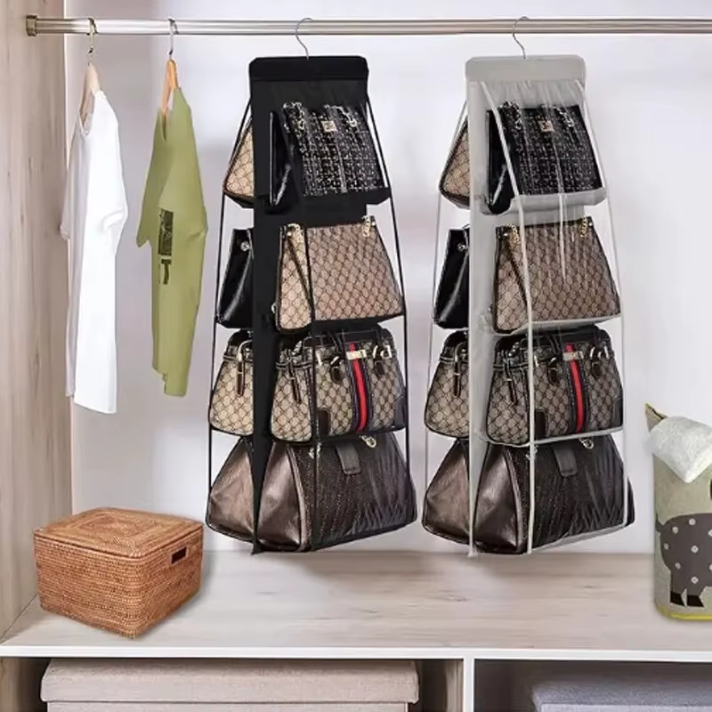Sac de rangement suspendu en tissu Double face, multicouche, anti-poussière, Type suspendu, sac de garde-robe domestique, support de rangement