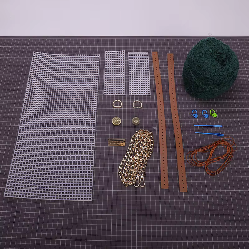 Kit de sacs tricotés au Crochet, bricolage, sac tissé à la main, outil de fabrication, point de croix, maille, ensemble de feuilles de toile en plastique, sac fait à la main