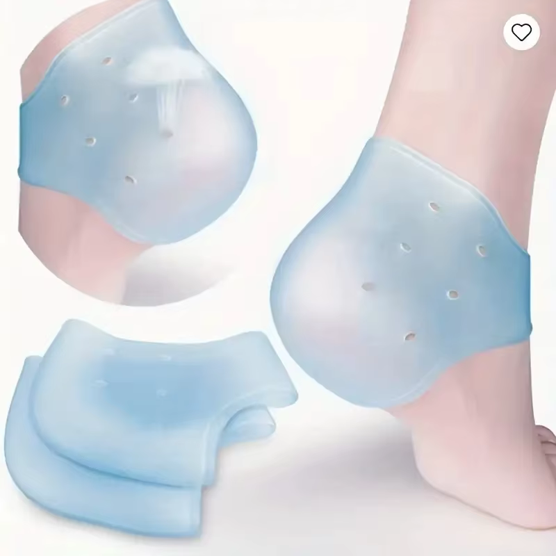 Protecteurs de talon en silicone bleu lavable | Unisexe pour les soins jour et nuit | Confort respirant et durable