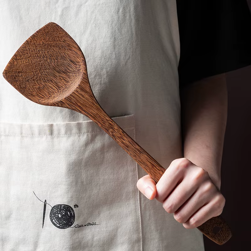 Ensemble d'ustensiles de cuisine antiadhésifs, avec manche en bois, cuillère à soupe, spatule, cuillère à riz, pelle, accessoires de cuisine