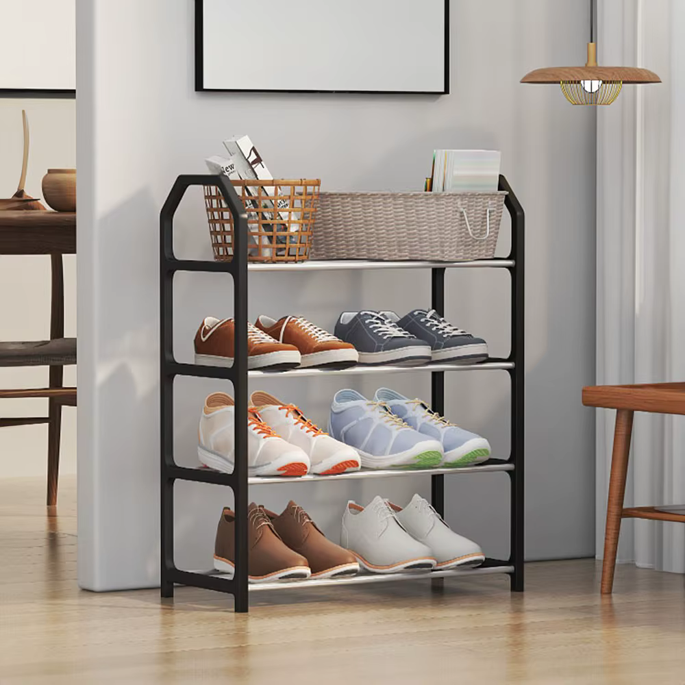 Accessoires pour économiser de l'espace, étagère à chaussures simple, installation facile, étagère à chaussures amovible, armoire à chaussures à 4 niveaux, salon
