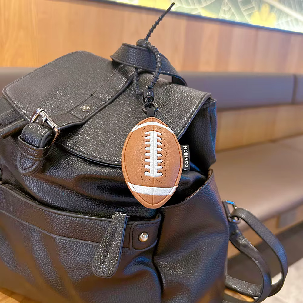 Porte-clés de Football en cuir, pendentif de Baseball, basket-ball, volley-ball, accessoires de sac pour dames, pendentif de clé de voiture