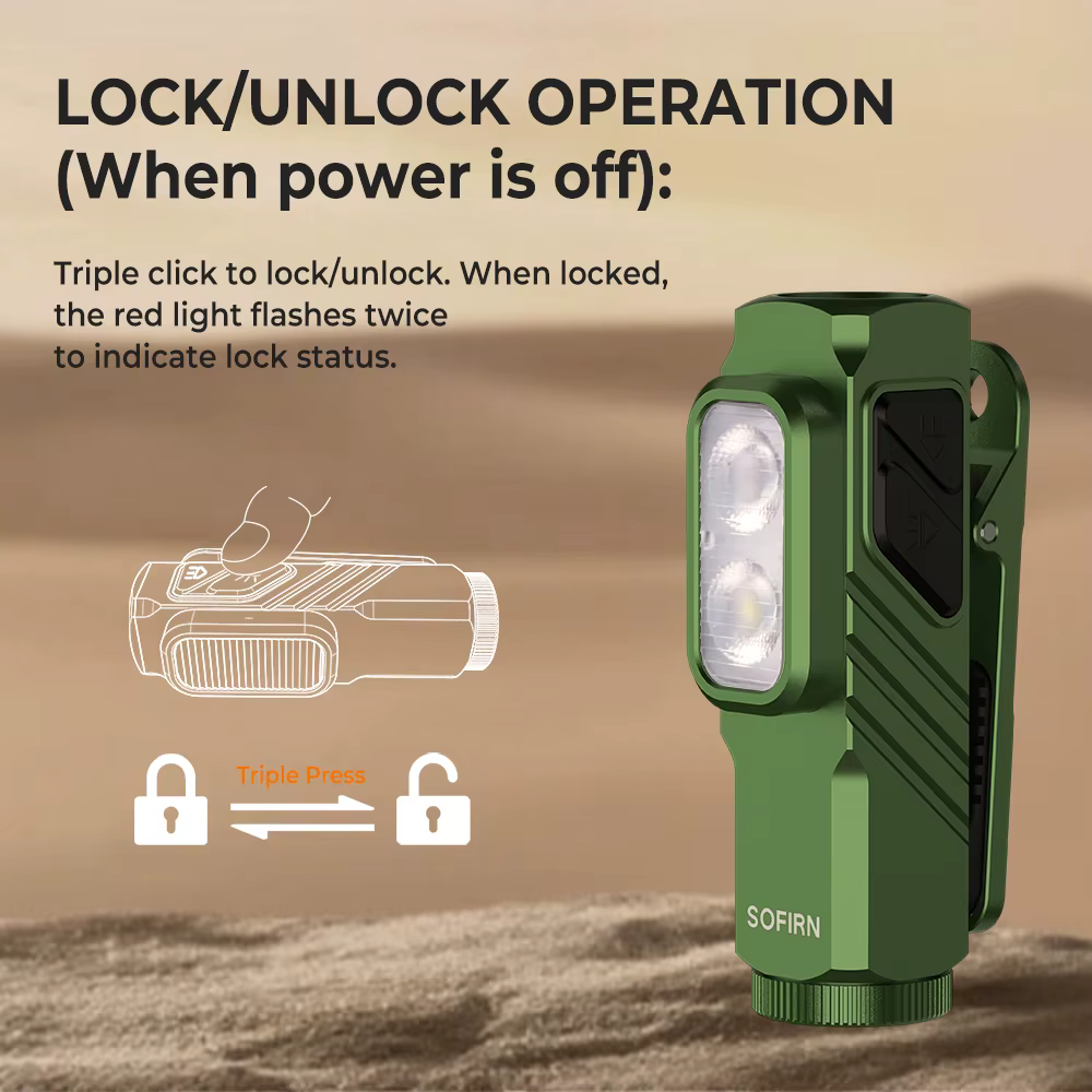Lampe torche EDC SOFIRN Mini ST10 1000LM rechargeable USB-C 14500 avec lumière rouge 660NM