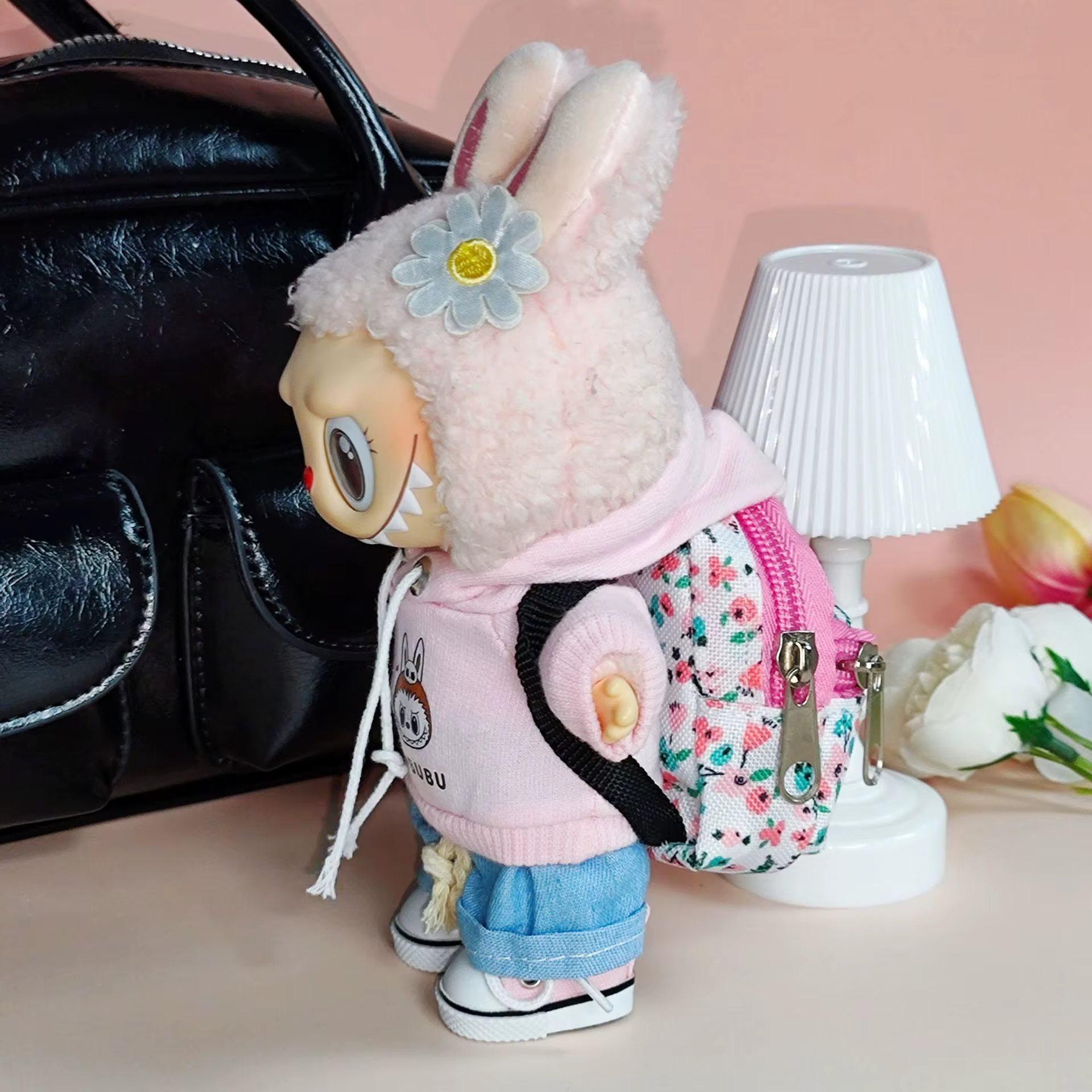 Mini sac à dos mignon adapté aux poupées Labubu 15/17, poupées en coton de 10cm et sac à dos BJD 6/1, accessoires de décoration de poupée Labubu