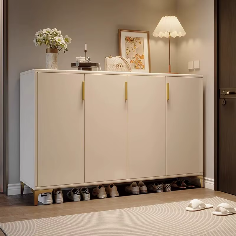 Meuble à chaussures crème, nouveau meuble de rangement à l'entrée de la maison, intégré à l'étagère à chaussures de la véranda, meuble mural.