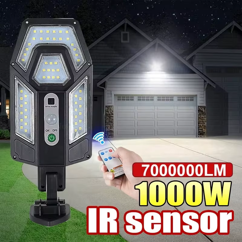 Nouvelle Lampe Solaire 55 LED Extérieure avec Détecteur de Mouvement et Télécommande, Éclairage Mural Solaire Étanche pour Rue