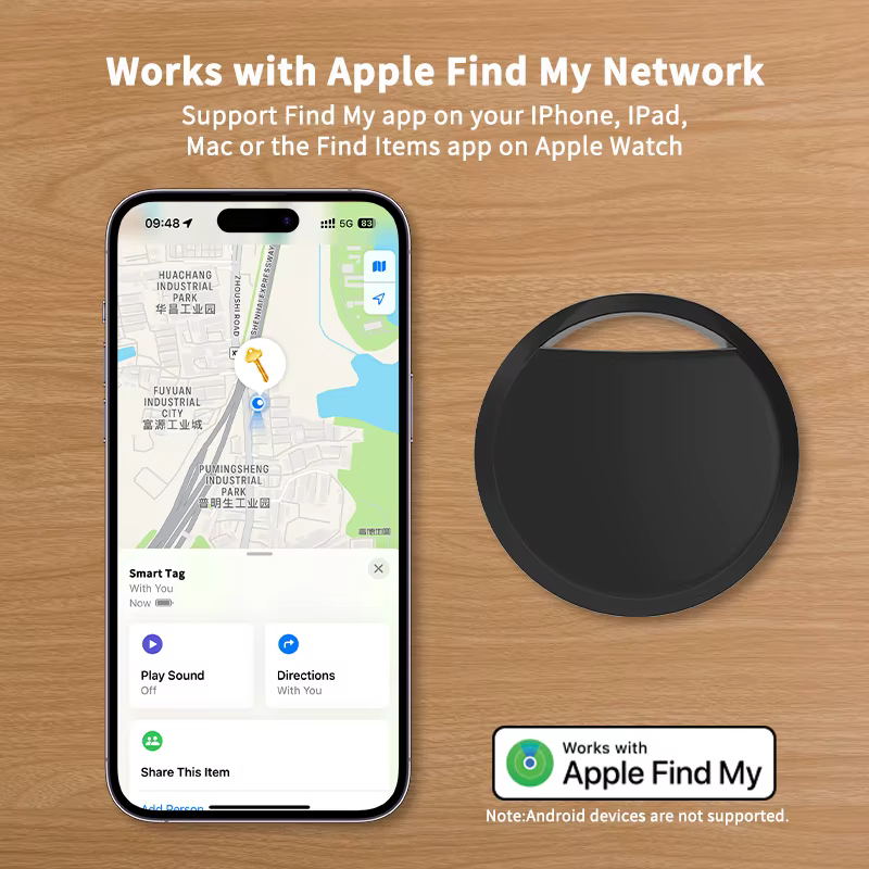 Lot de 4 balises intelligentes pour Apple Find My – Traceur d'objets Bluetooth avec alerte d'objets perdus et signal sonore pour retrouver clés, portefeuille, bagages