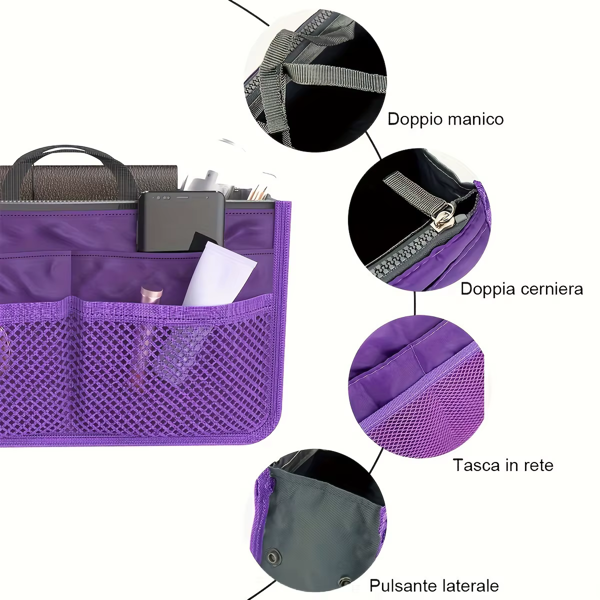 Sac de rangement multifonctionnel à deux volets
