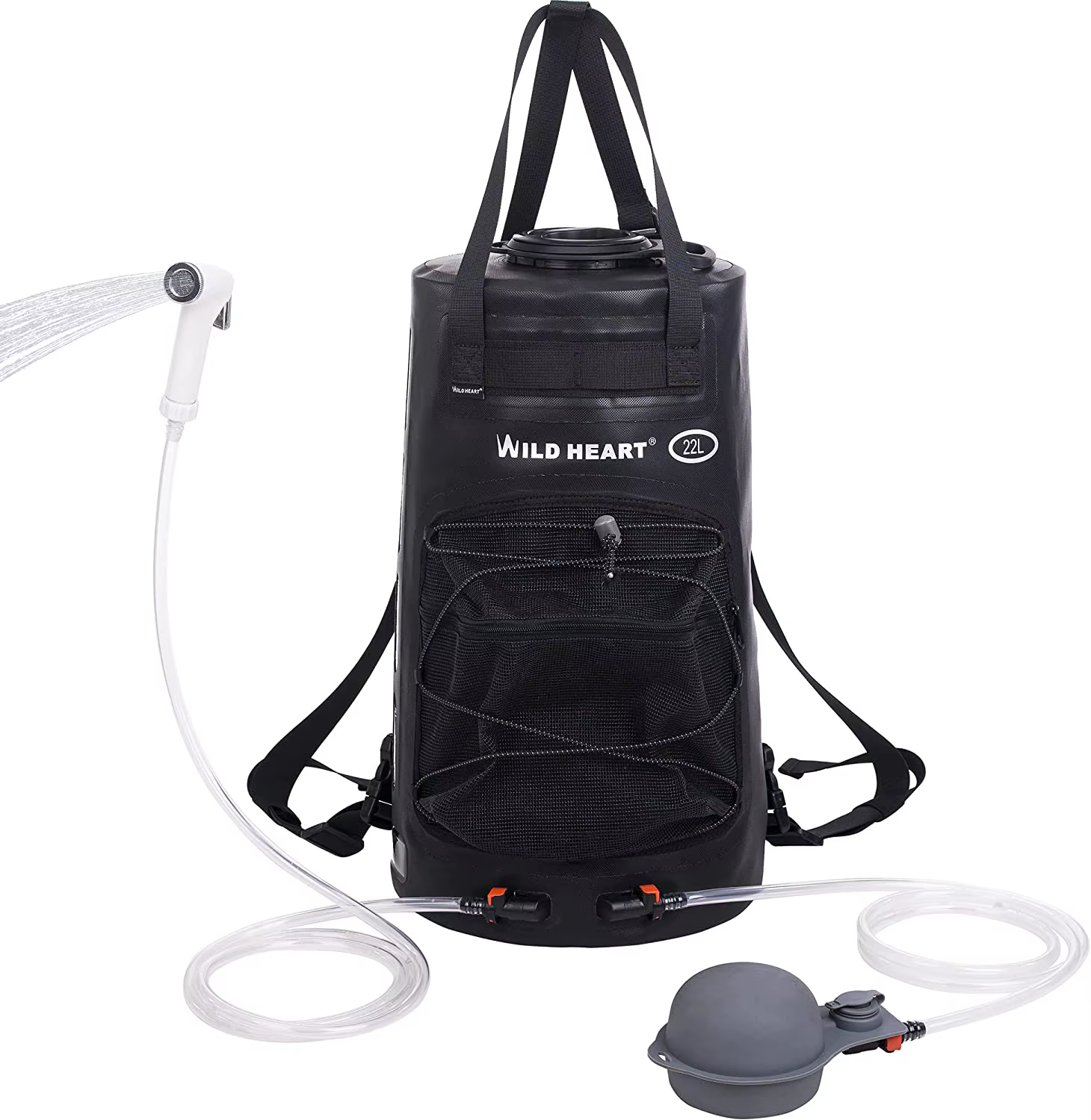 WILD HEART Sac de douche de camping portable avec pompe à pied et tuyau