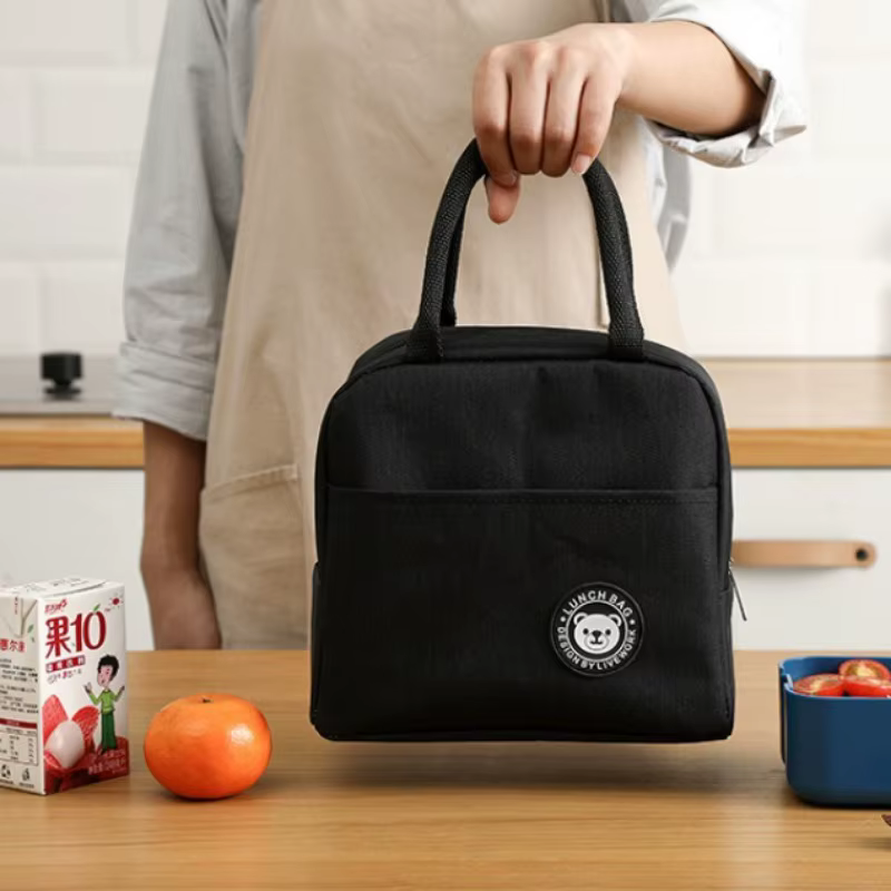 Sac à déjeuner isotherme en tissu Oxford, sac à déjeuner isotherme avec doublure en aluminium anti-fuite, fermeture éclair pour les trajets quotidiens
