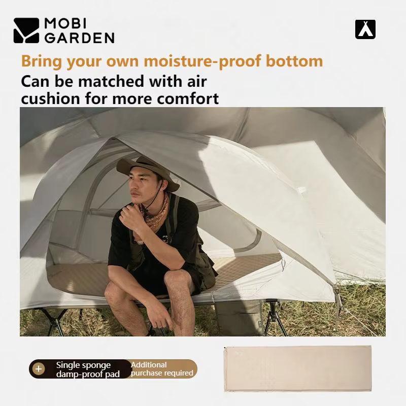 MOBI JARDIN Hors Sol Camp Lit Tente Portable 1 Personne Unique Randonnée En Plein Air Voyage Ultra-Léger Glamping