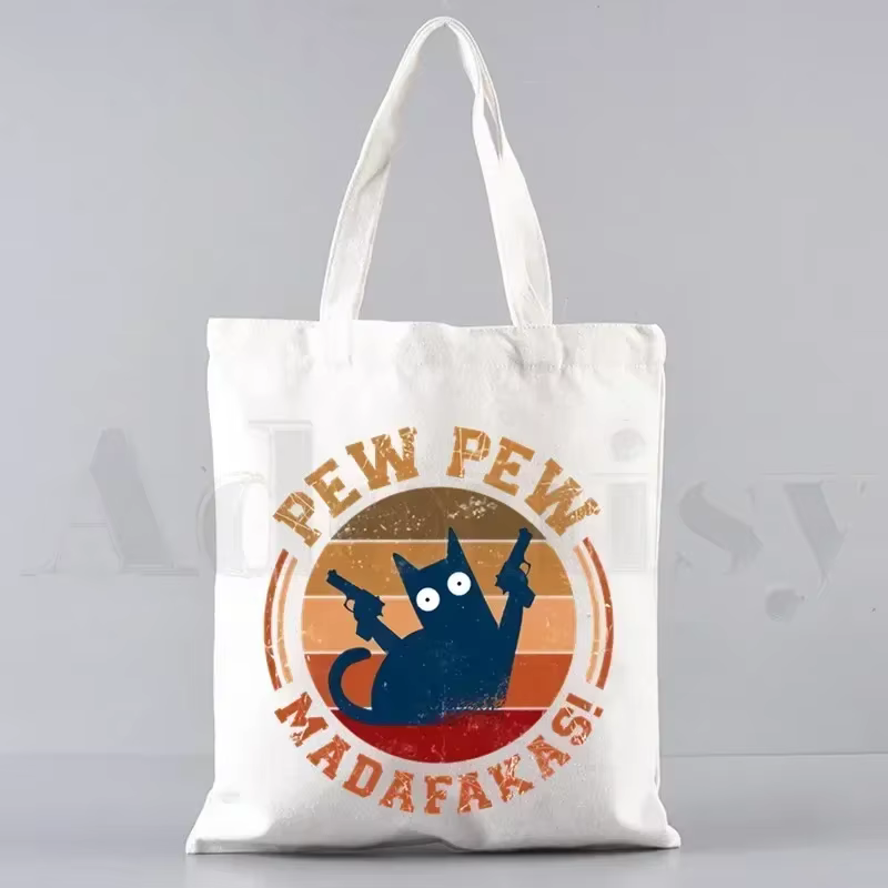 Pew Pew Madafakas sac fourre-tout unisexe sacs en toile sacs à provisions imprimé sac à bandoulière décontracté pliable
