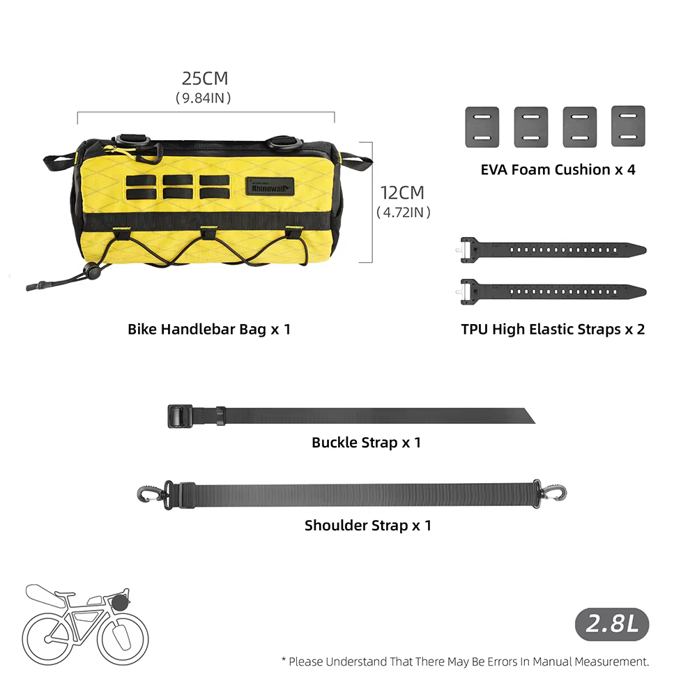 Rhinowalk – sac de guidon de vélo 2,8 l, sac avant de vélo série Wilderness EVA Design 3D, sac de vélo résistant à l'usure avec sangles