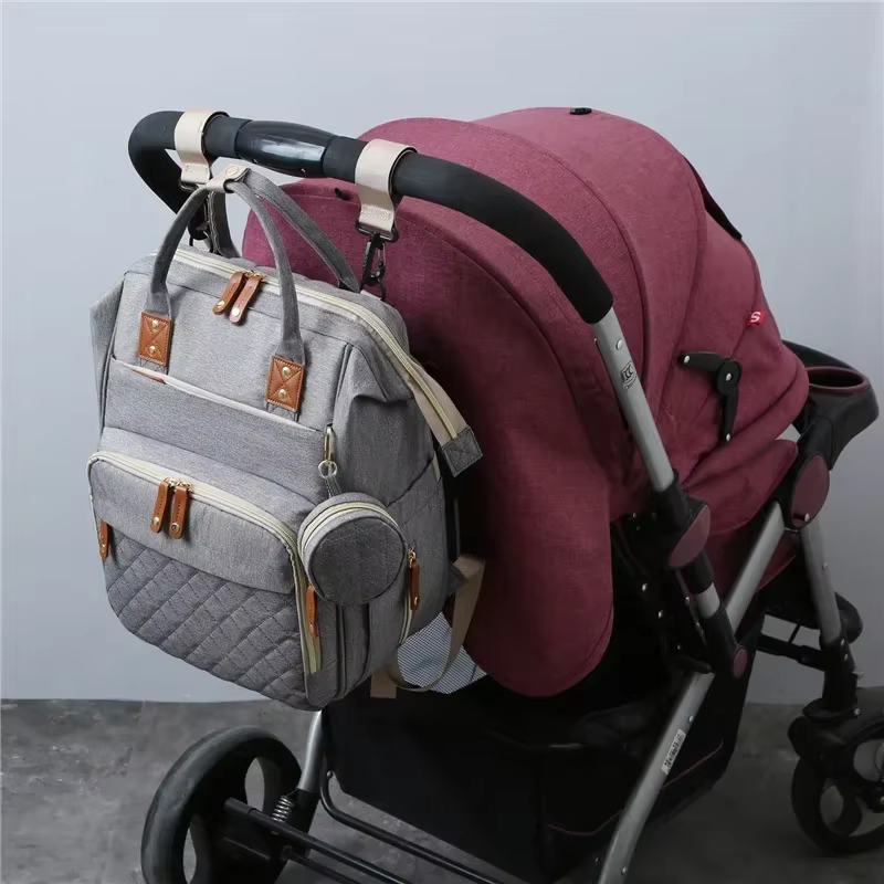 Sac à dos pour maman avec berceau pliable, matelas souple, sacs multifonctionnels pour maman, sacs de rangement isolants pour biberon, organisateur de couches